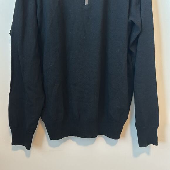 Peter Millar Nappa Quarter-Zip Merino Wool Silk Blend Black Sweater Size: XL - Picture 4 of 8